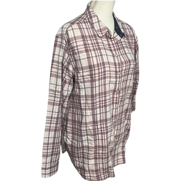 Jach’s Girlfriend NY size XL flannel plaid shirt w/pockets, snap front EUC - Picture 2 of 9